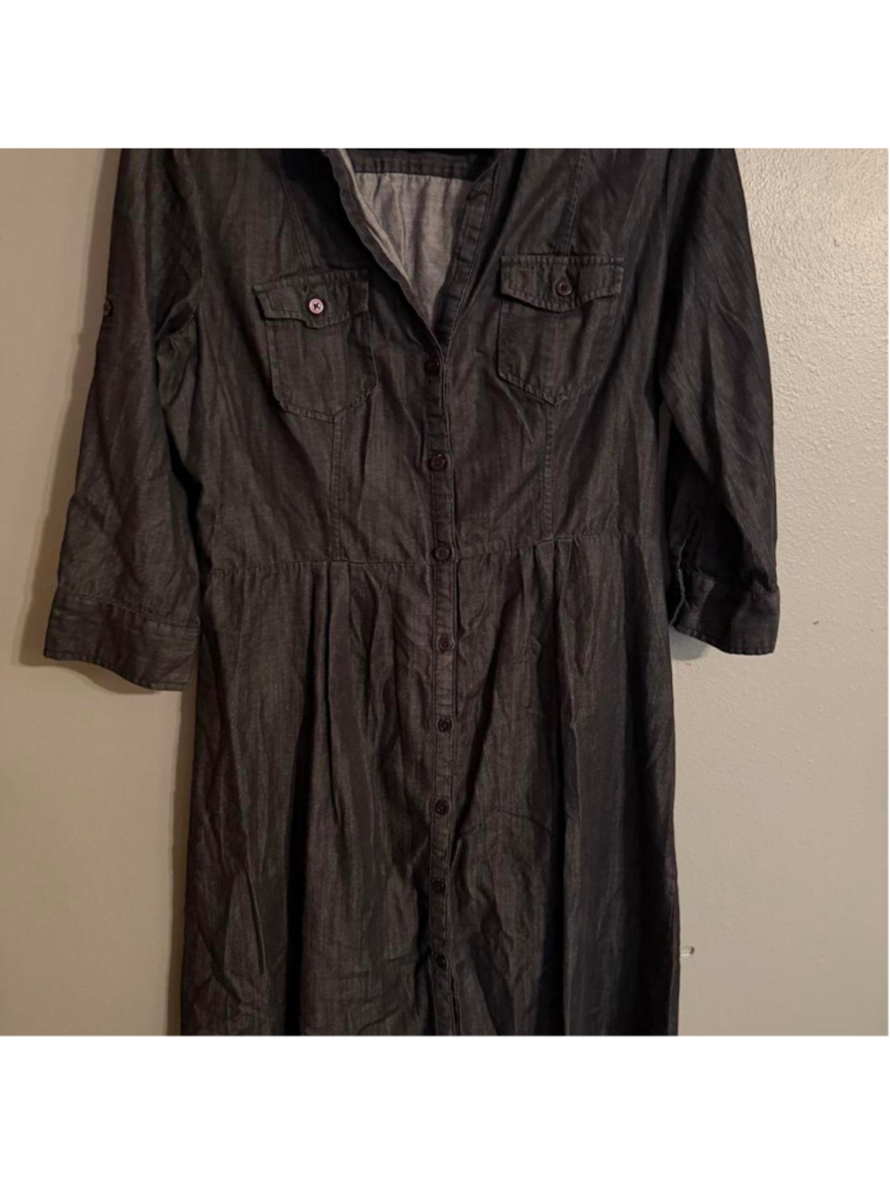 Converse One Star charcoal washed denim shirt dress, size M
